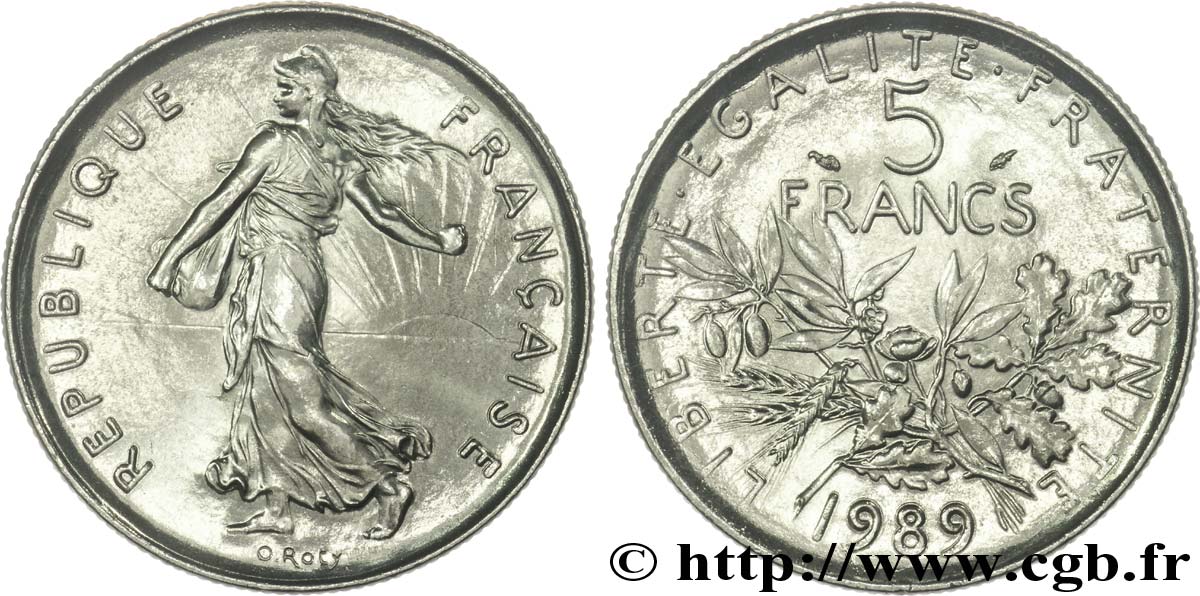 5 francs Semeuse, nickel 1989 Pessac F.341/21 MS64 
