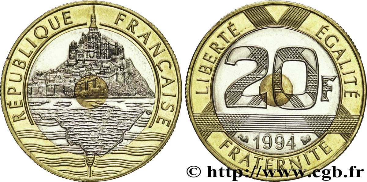 20 francs Mont Saint-Michel, différent abeille 1994 Pessac F.403/10 SPL63 