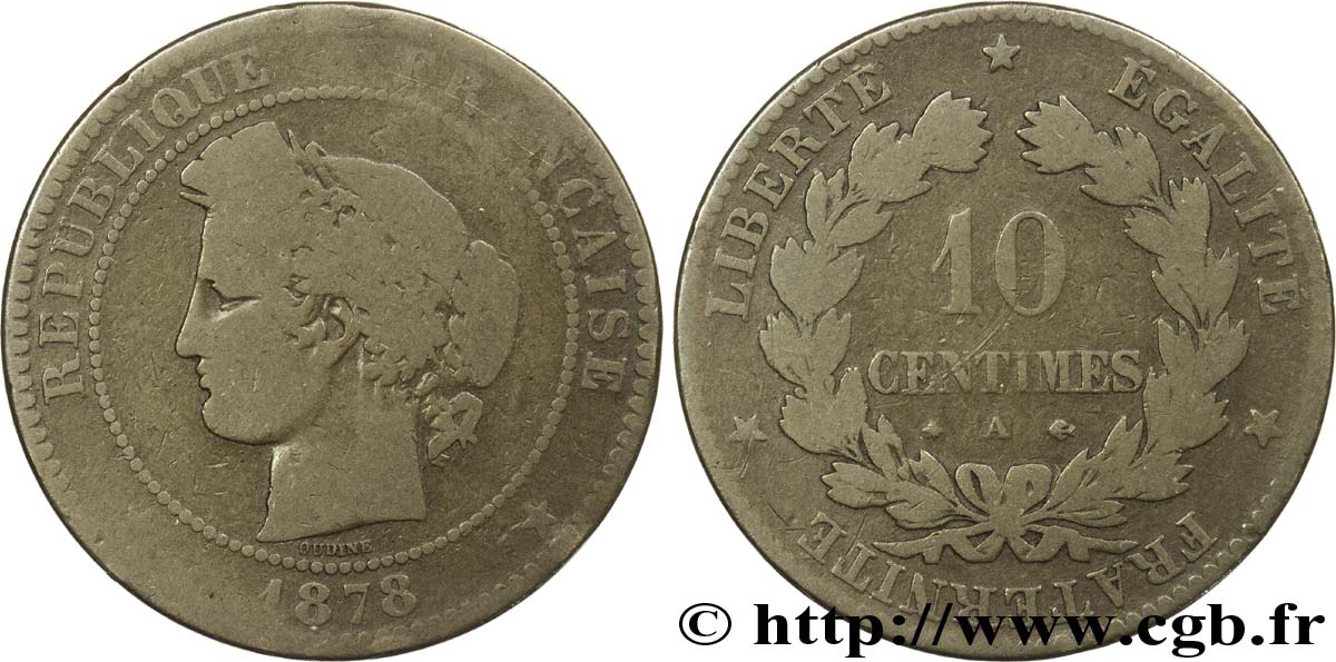 10 centimes Cérès 1878 Paris F.135/20 SGE6 