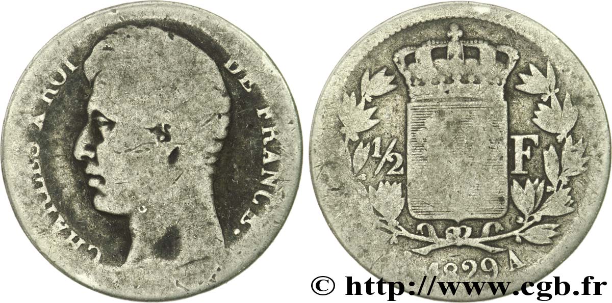 1/2 franc Charles X 1829 Paris F.180/37 B6 