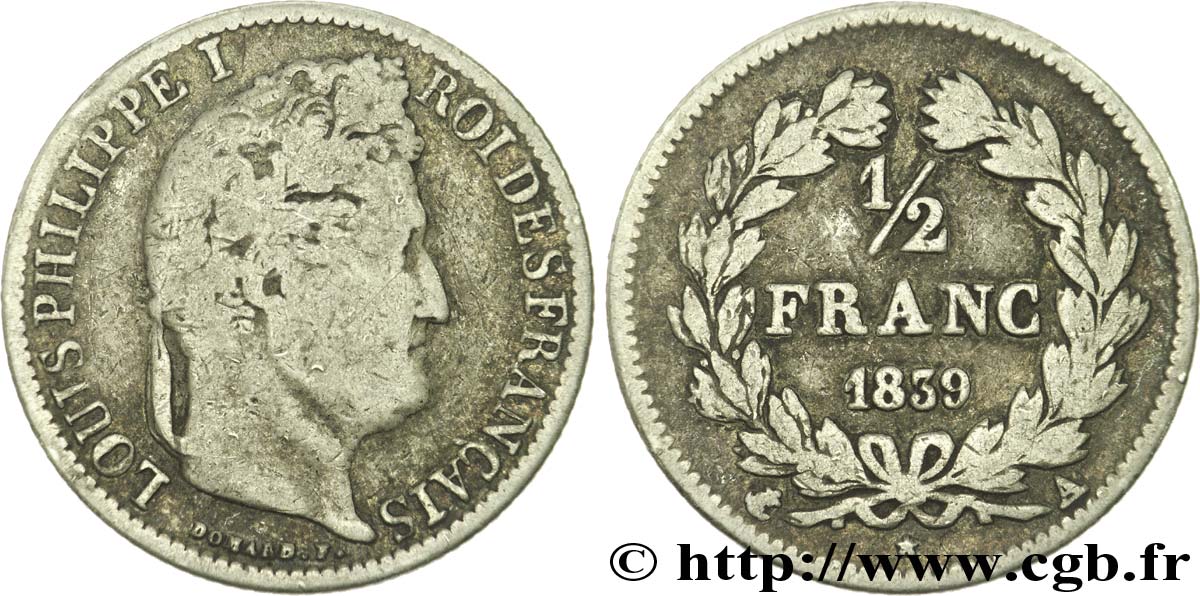 1/2 franc Louis-Philippe 1839 Paris F.182/78 RC10 