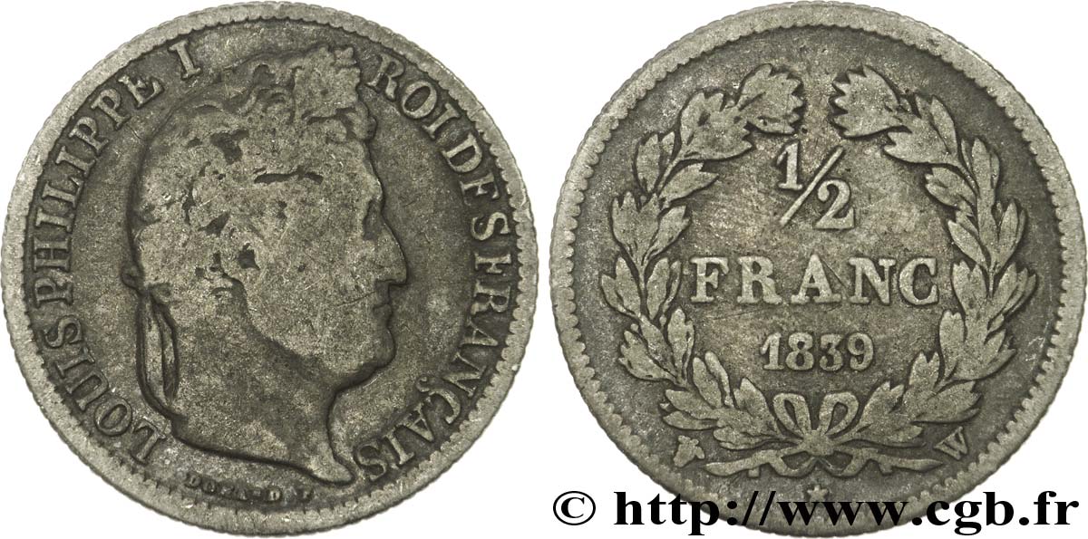1/2 franc Louis-Philippe 1839 Paris F.182/78 VG10 