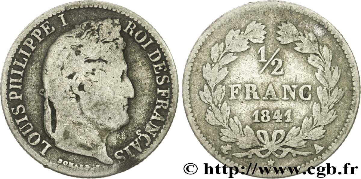 1/2 franc Louis-Philippe 1841 Paris F.182/89 B12 