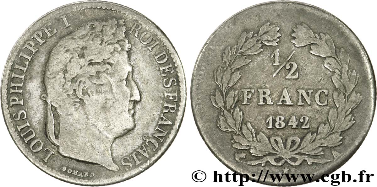 1/2 franc Louis-Philippe 1842 Paris F.182/94 TB28 