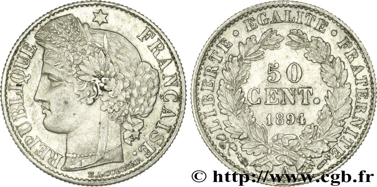 50 centimes Cérès, IIIe République 1894 Paris F.189/15 VZ55 