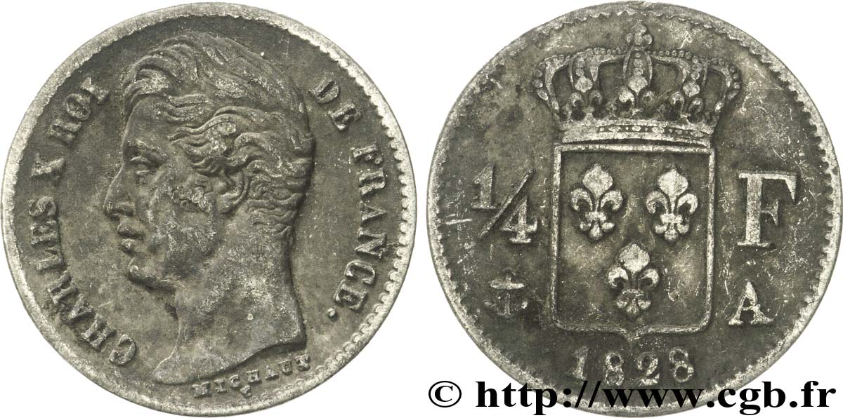 1/4 franc Charles X 1828 Paris F.164/18 BC20 