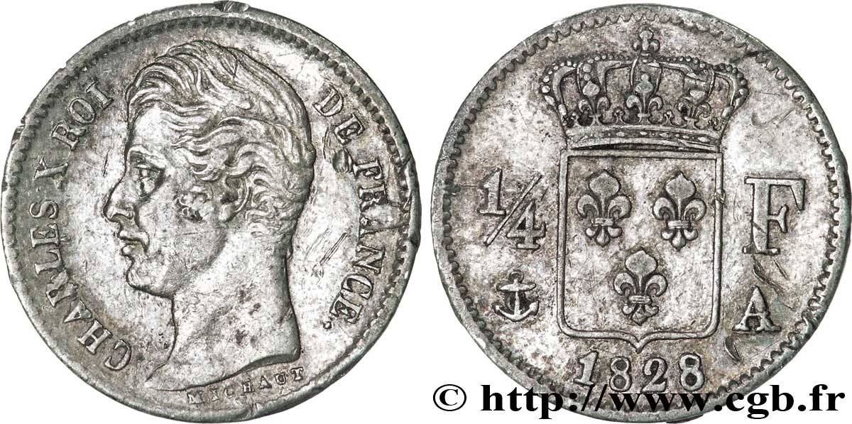 1/4 franc Charles X 1828 Paris F.164/18 BC35 