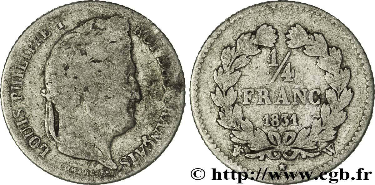 1/4 franc Louis-Philippe 1831 Lille F.166/11 SGE10 