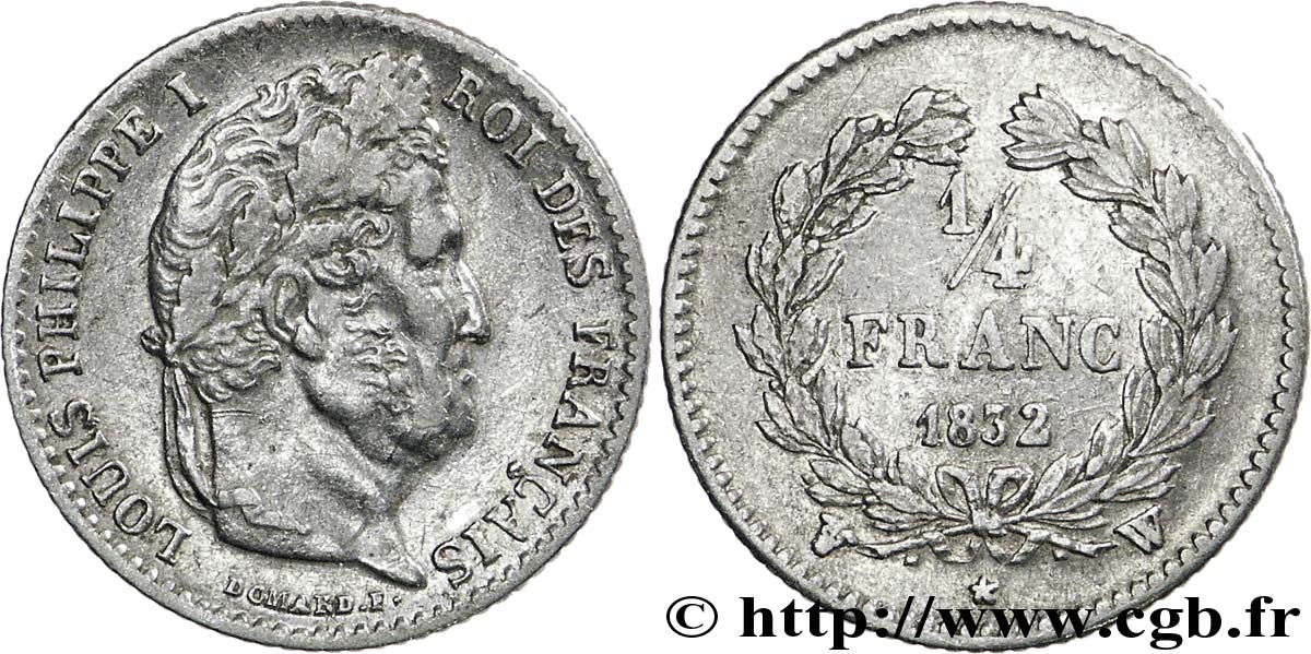 1/4 franc Louis-Philippe 1832 Lille F.166/28 TB30 