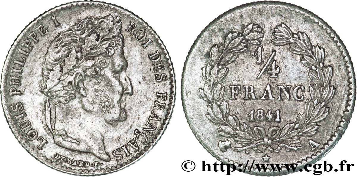 1/4 franc Louis-Philippe 1841 Paris F.166/85 MBC48 