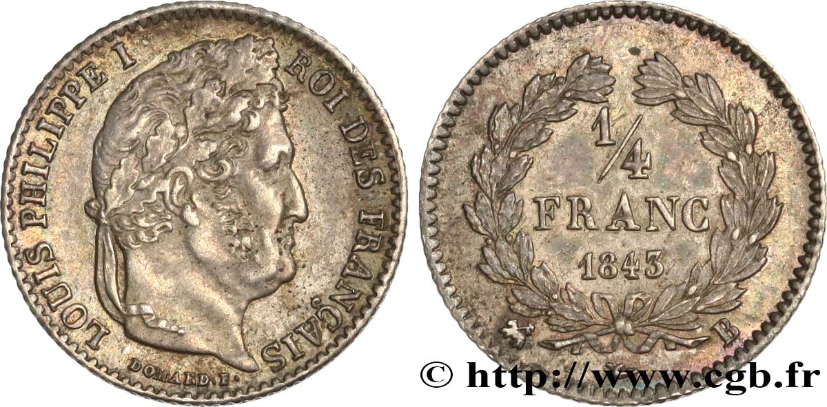 1/4 franc Louis-Philippe 1843 Rouen F.166/94 AU58 