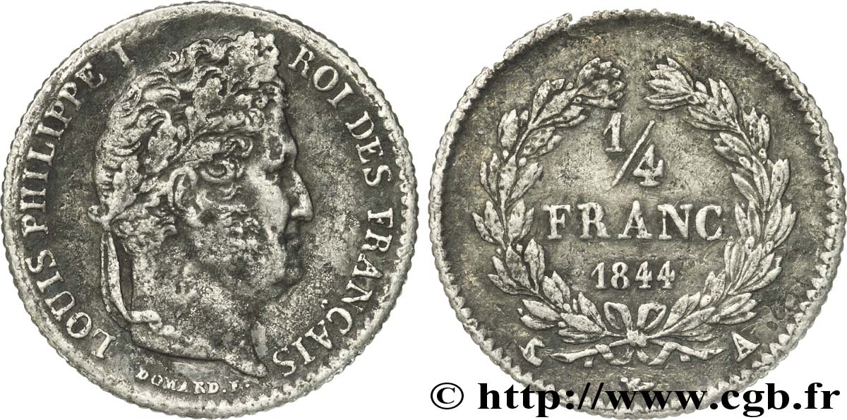 1/4 franc Louis-Philippe 1844 Paris F.166/97 XF40 