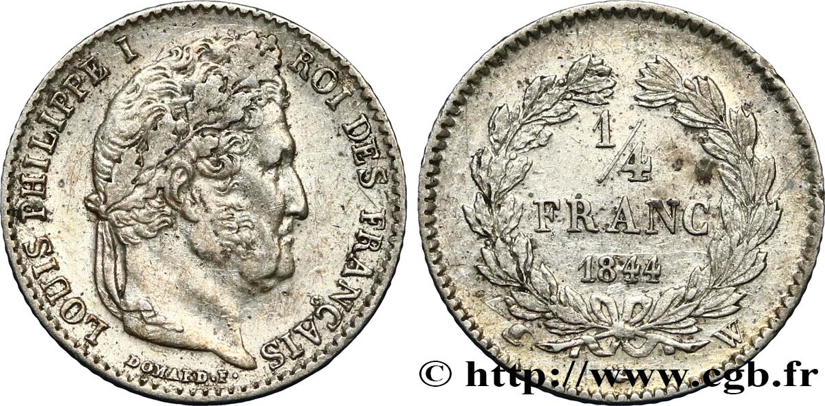 1/4 franc Louis-Philippe 1844 Lille F.166/101 TTB45 