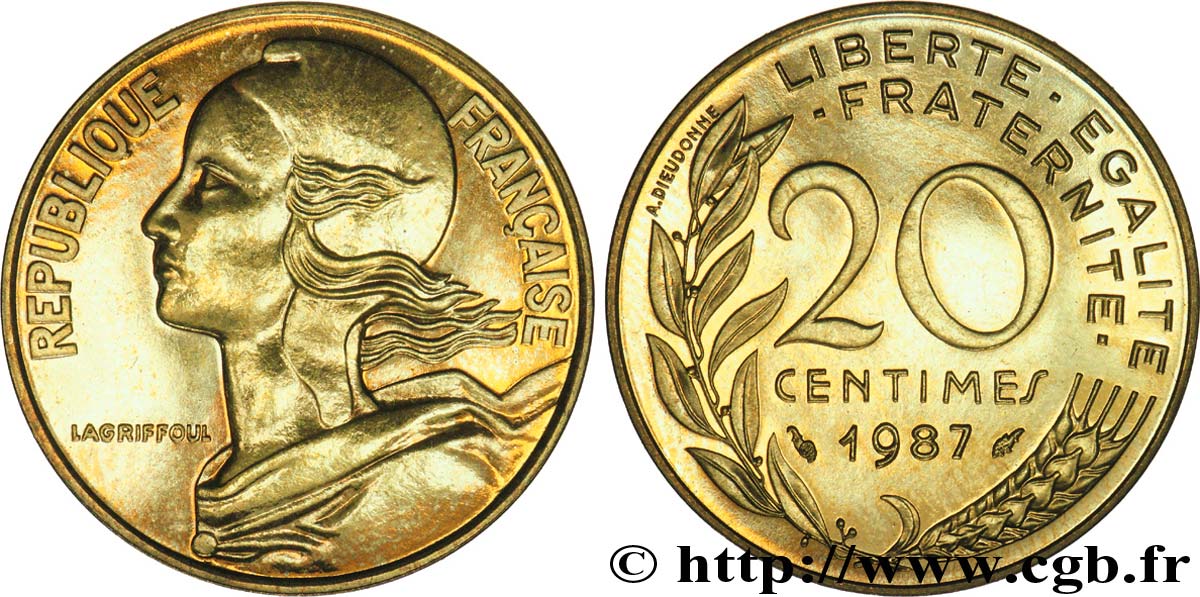 20 centimes Marianne 1987 Pessac F.156/27 SUP58 