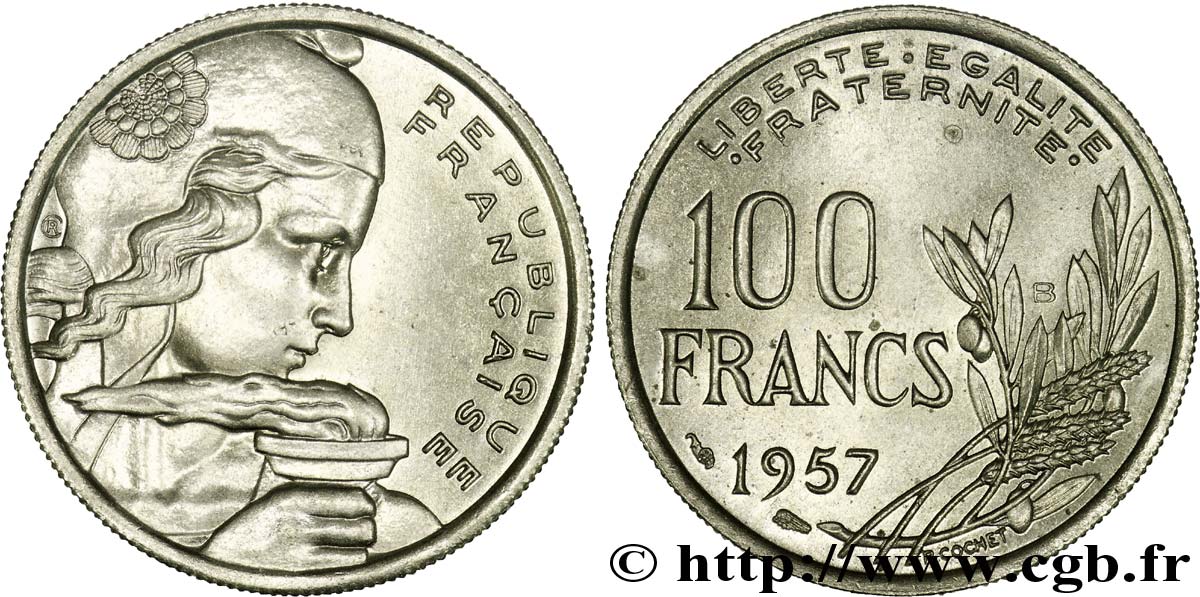 100 francs Cochet 1957 Beaumont-Le-Roger F.450/11 MS62 