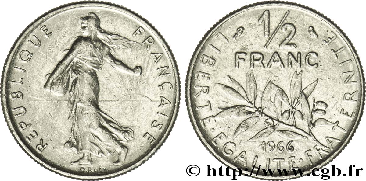 1/2 franc Semeuse 1966 Paris F.198/5 XF48 