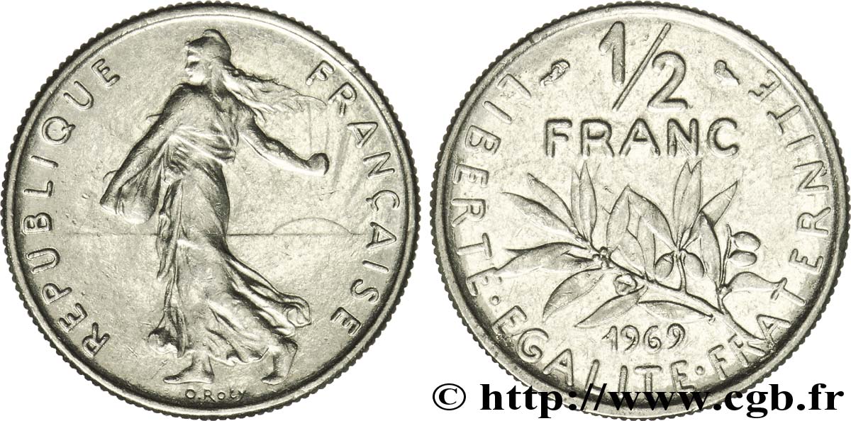 1/2 franc Semeuse 1969 Paris F.198/8 SS48 