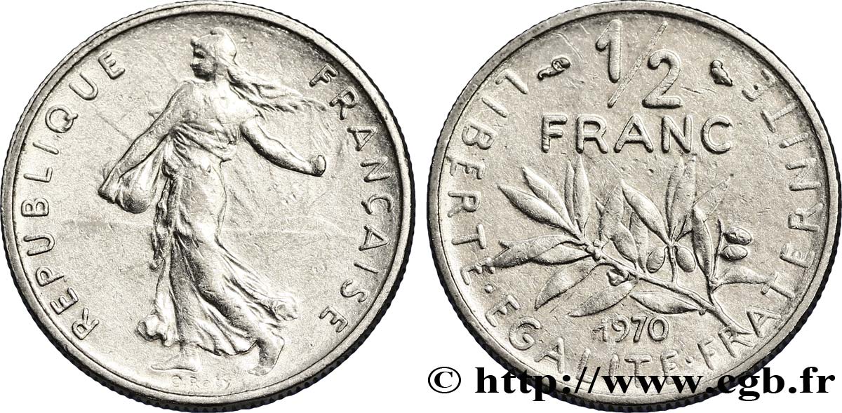 1/2 franc Semeuse 1970 Paris F.198/9 TTB48 
