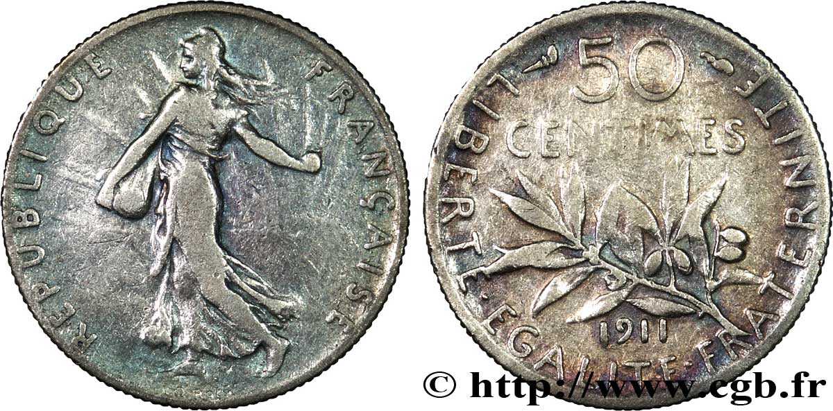 50 centimes Semeuse 1911  F.190/18 BC28 