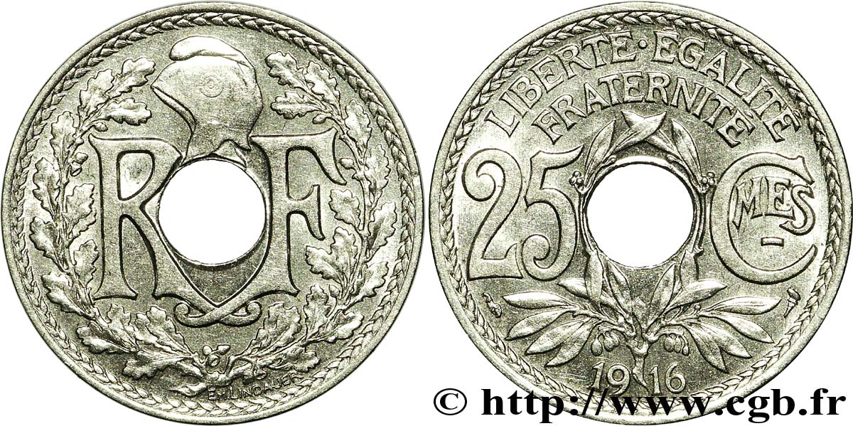 25 centimes Lindauer, Cmes souligné 1916  F.170/4 SPL62 