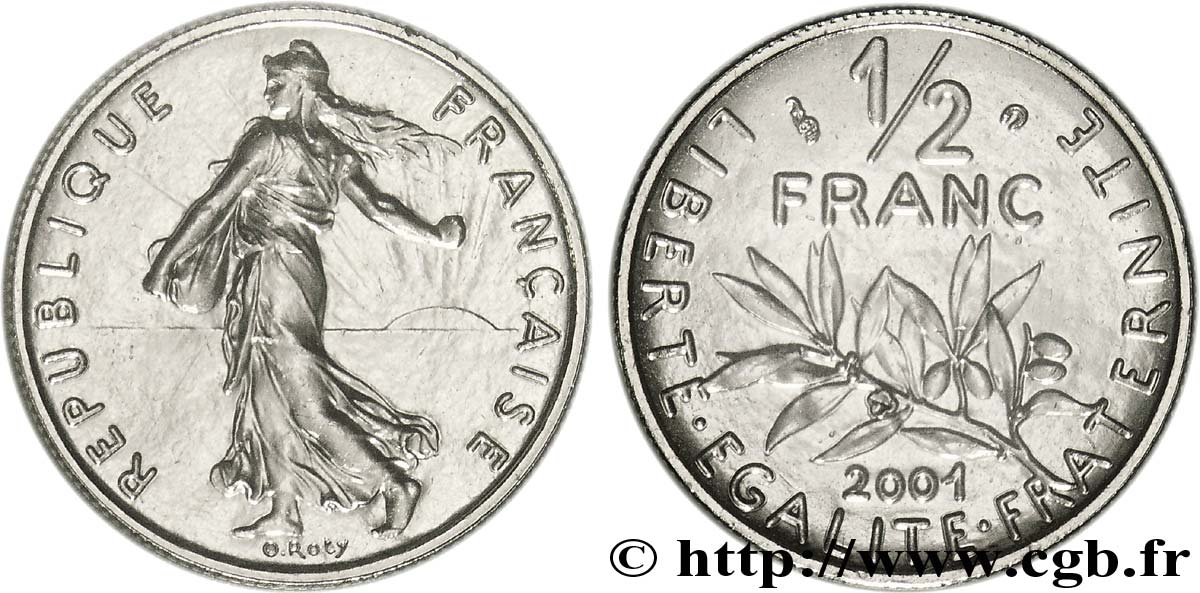 1/2 franc Semeuse, BU (Brillant Universel) 2001 Pessac F.198/44 FDC 