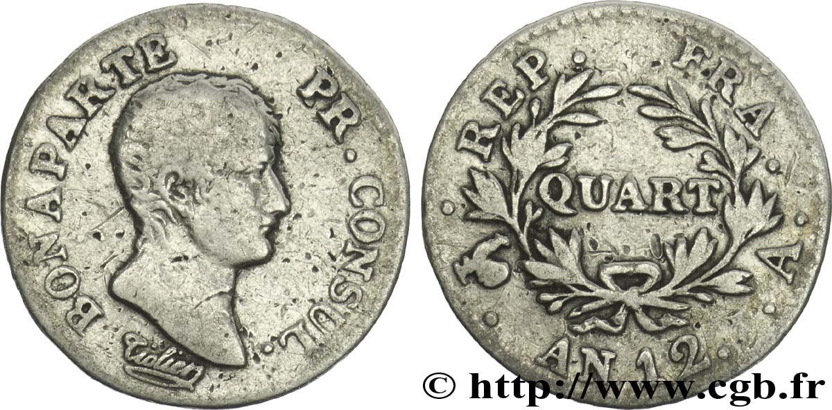 Quart (de franc) Bonaparte Premier Consul 1804 Paris F.157/1 F13 