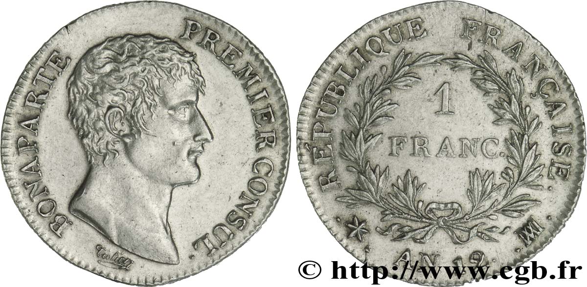 1 franc Bonaparte Premier Consul 1804 Marseille F.200/17 SUP 