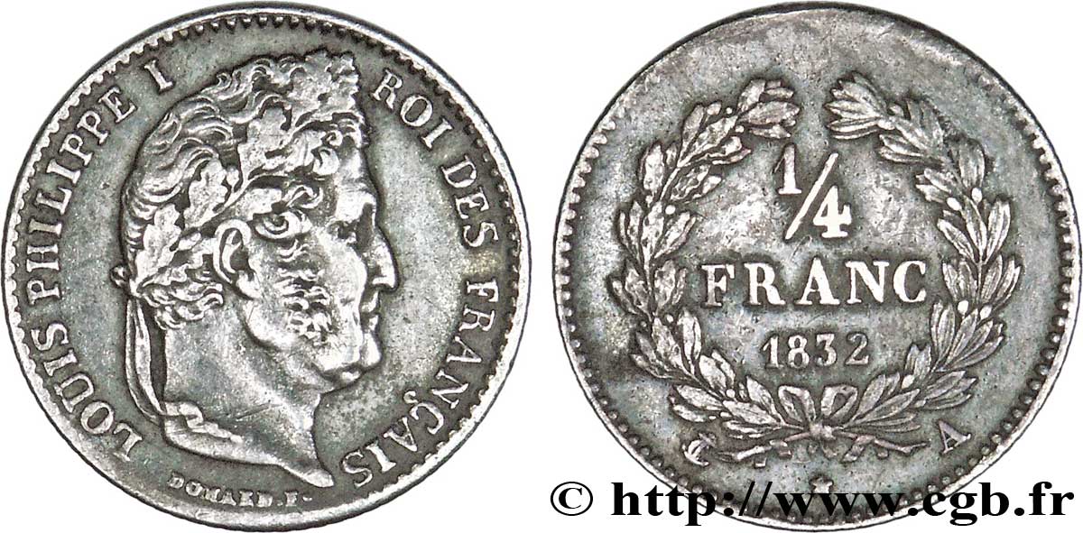 1/4 franc Louis-Philippe 1832 Paris F.166/14 MBC50 