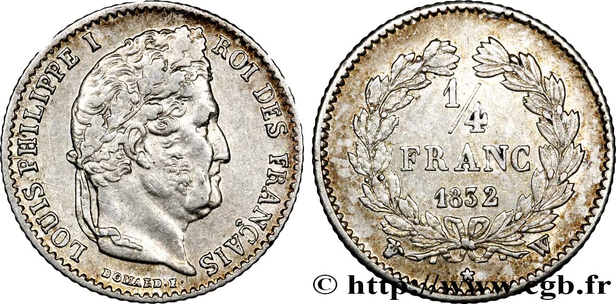 1/4 franc Louis-Philippe 1832 Lille F.166/28 TTB53 