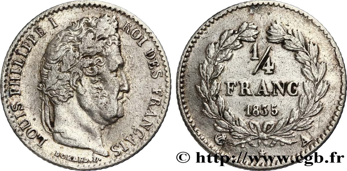 1/4 franc Louis-Philippe 1835 Paris F.166/49 TTB45 