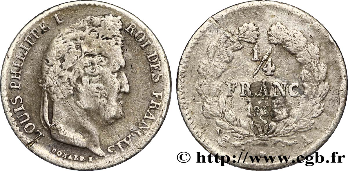1/4 franc Louis-Philippe 1835 Paris F.166/49 TB35 