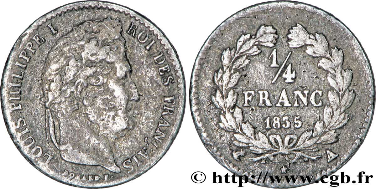 1/4 franc Louis-Philippe 1835 Paris F.166/49 VF28 