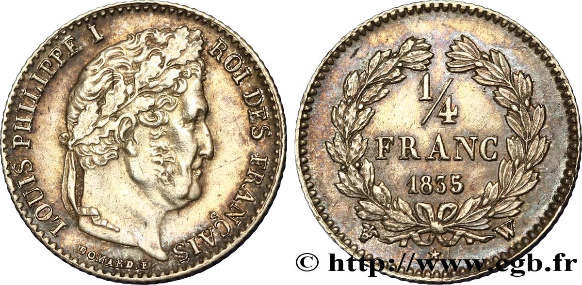 1/4 franc Louis-Philippe 1835 Lille F.166/57 SUP58 