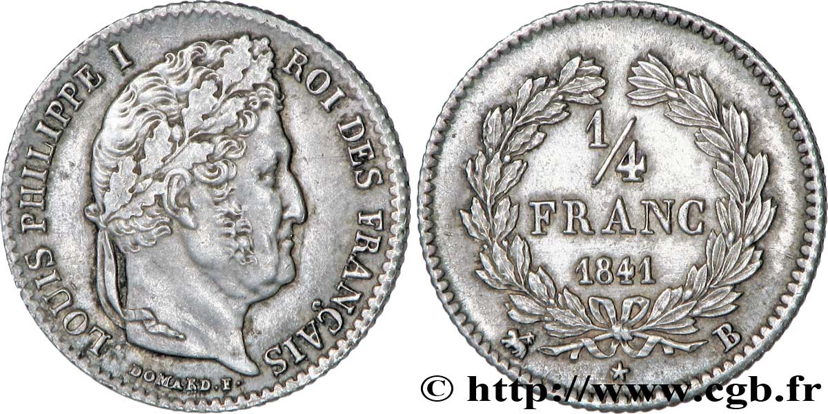 1/4 franc Louis-Philippe 1841 Rouen F.166/86 VZ60 