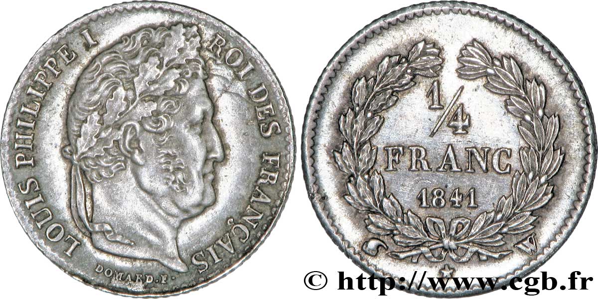 1/4 franc Louis-Philippe 1841 Lille F.166/88 VZ60 