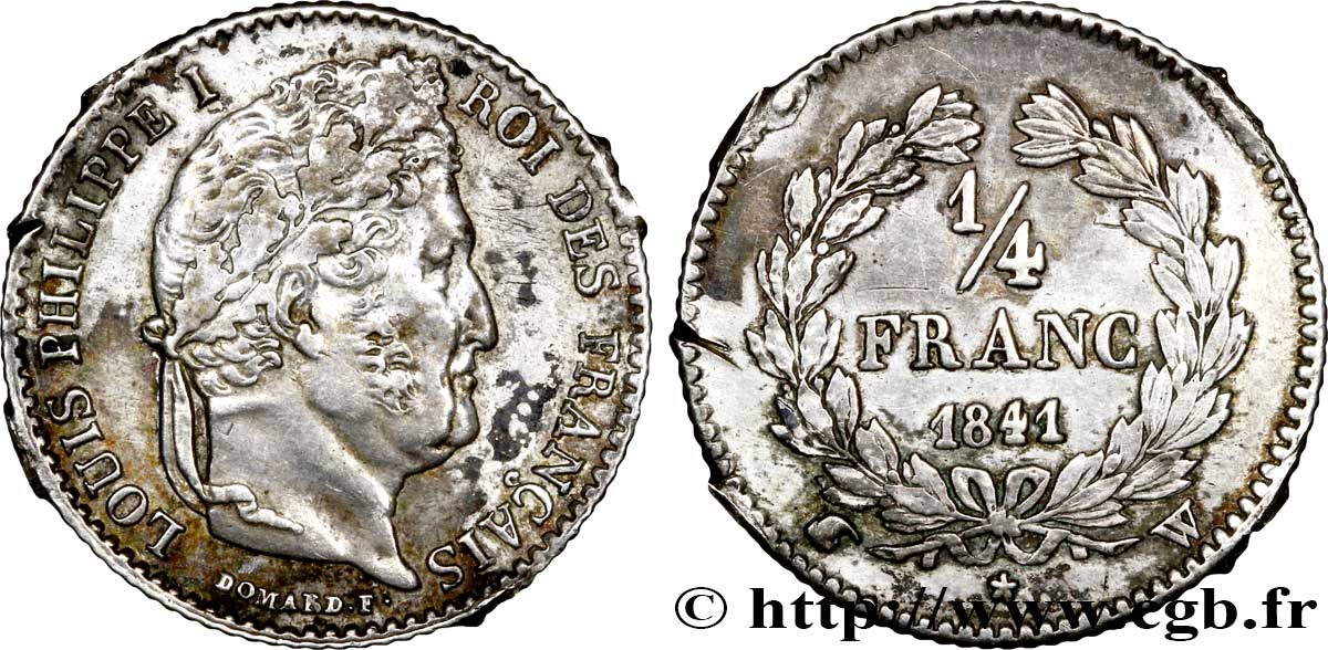 1/4 franc Louis-Philippe 1841 Lille F.166/88 TTB48 