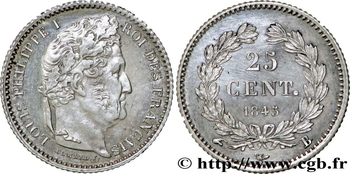 25 centimes Louis-Philippe 1845 Rouen F.167/1 SPL63 