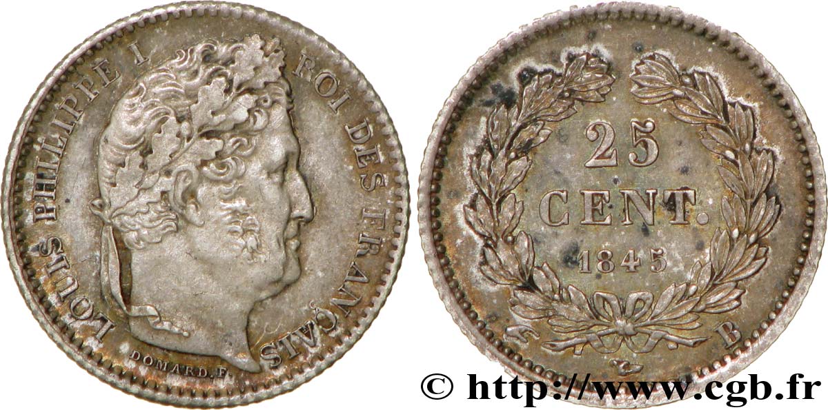 25 centimes Louis-Philippe 1845 Rouen F.167/1 SPL58 