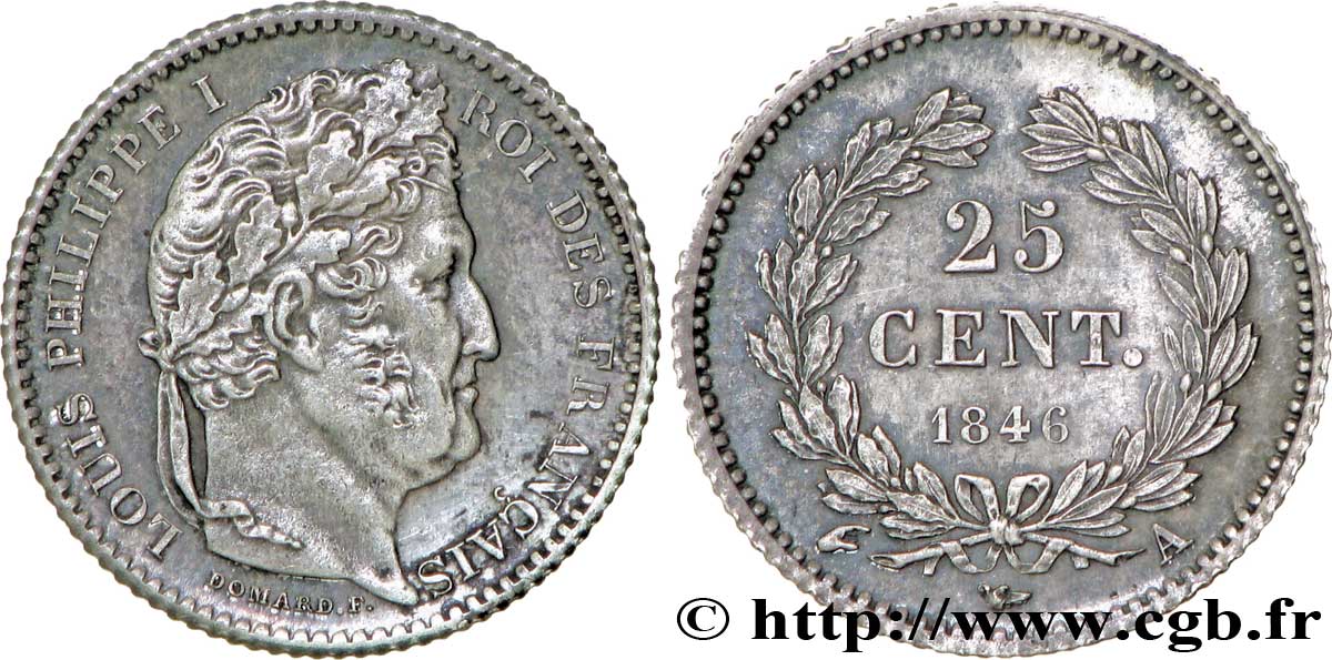 25 centimes Louis-Philippe 1846 Paris F.167/5 SUP58 