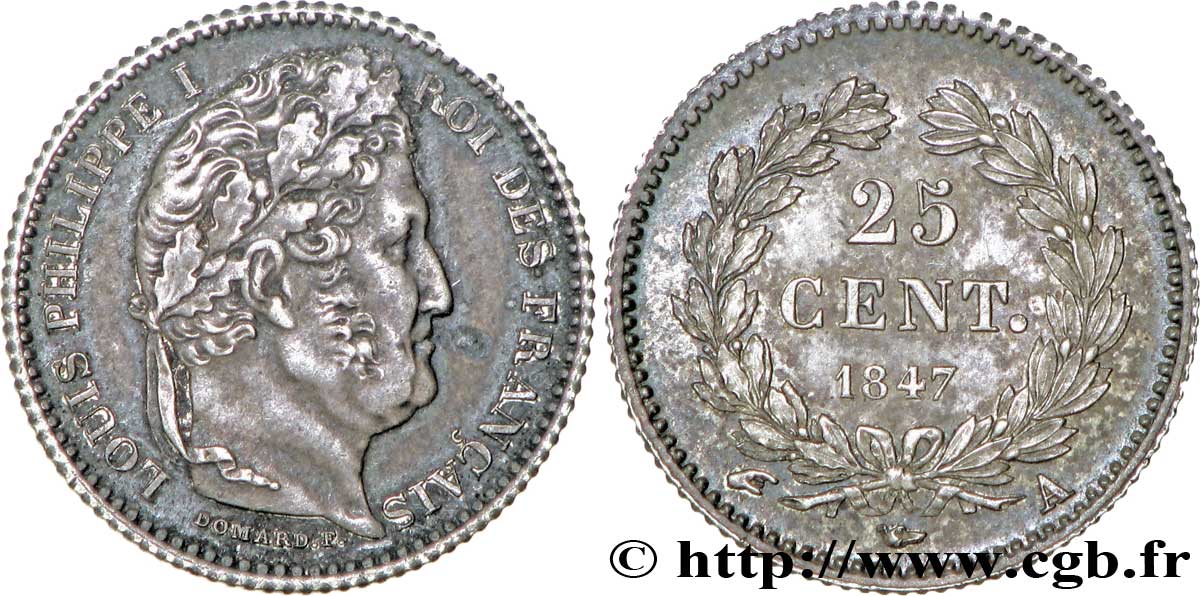 25 centimes Louis-Philippe 1847 Paris F.167/9 SUP60 