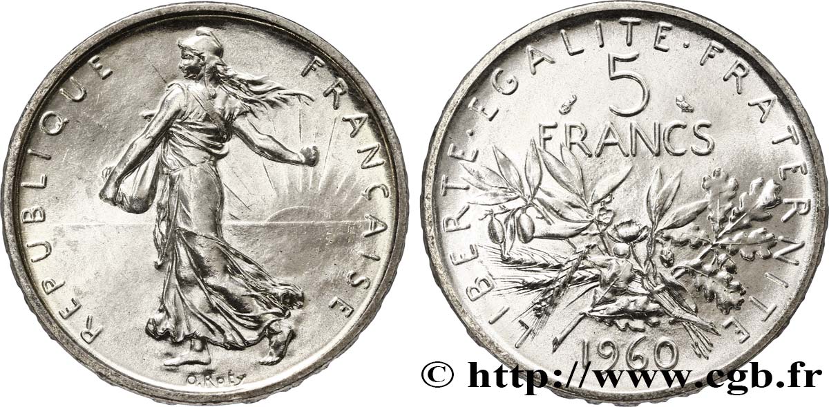 5 francs Semeuse, argent 1960 Paris F.340/4 SC64 