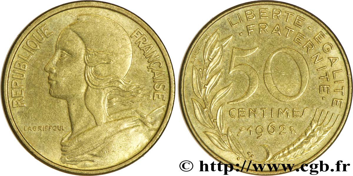 50 centimes Marianne, col à 4 plis 1962 Paris F.197/3 TTB48 