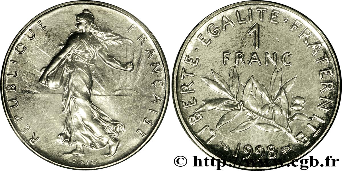 1 franc Semeuse, nickel 1998 Pessac F.226/46 MS67 