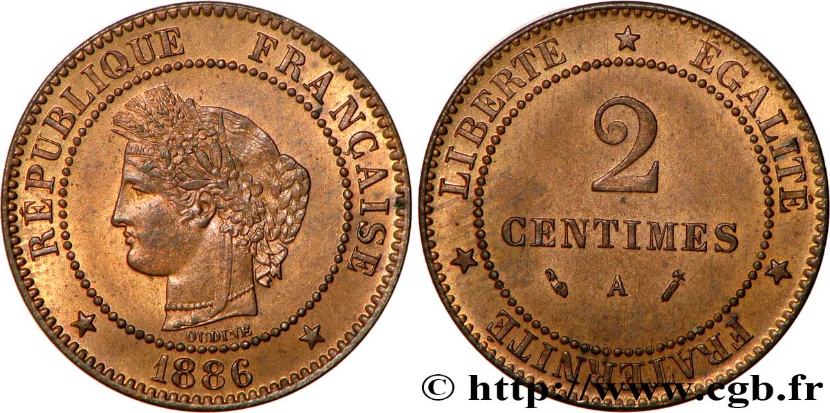 2 centimes Cérès 1886 Paris F.109/12 SUP62 