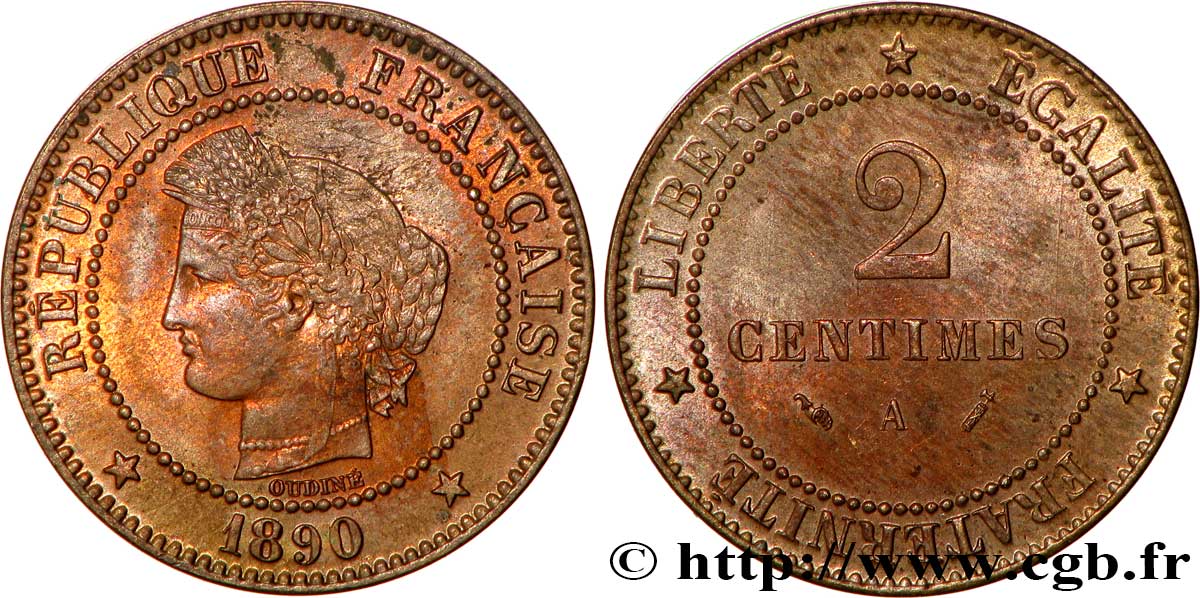 2 centimes Cérès 1890 Paris F.109/16 EBC61 