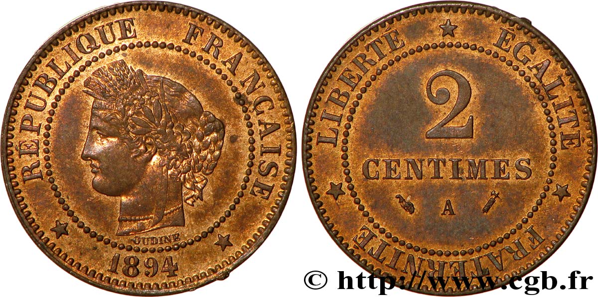 2 centimes Cérès 1894 Paris F.109/20 EBC62 