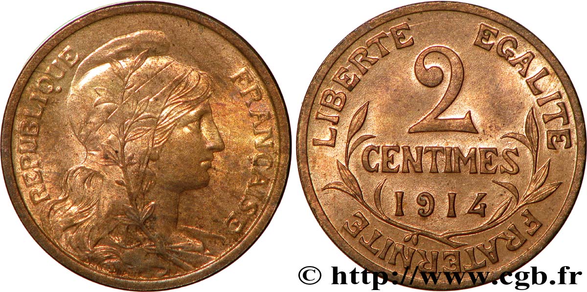 2 centimes Daniel-Dupuis 1914  F.110/17 SPL63 
