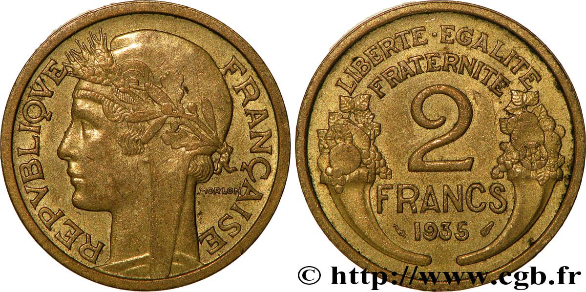 2 francs Morlon 1935  F.268/8 AU53 