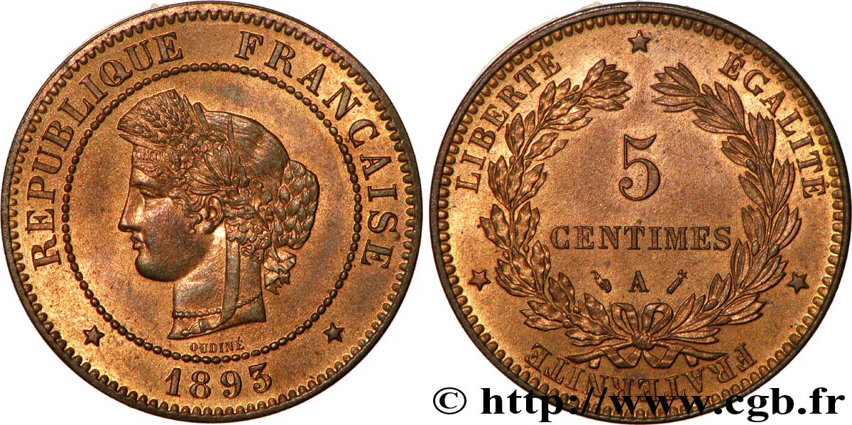 5 centimes Cérès 1893 Paris F.118/35 SUP62 