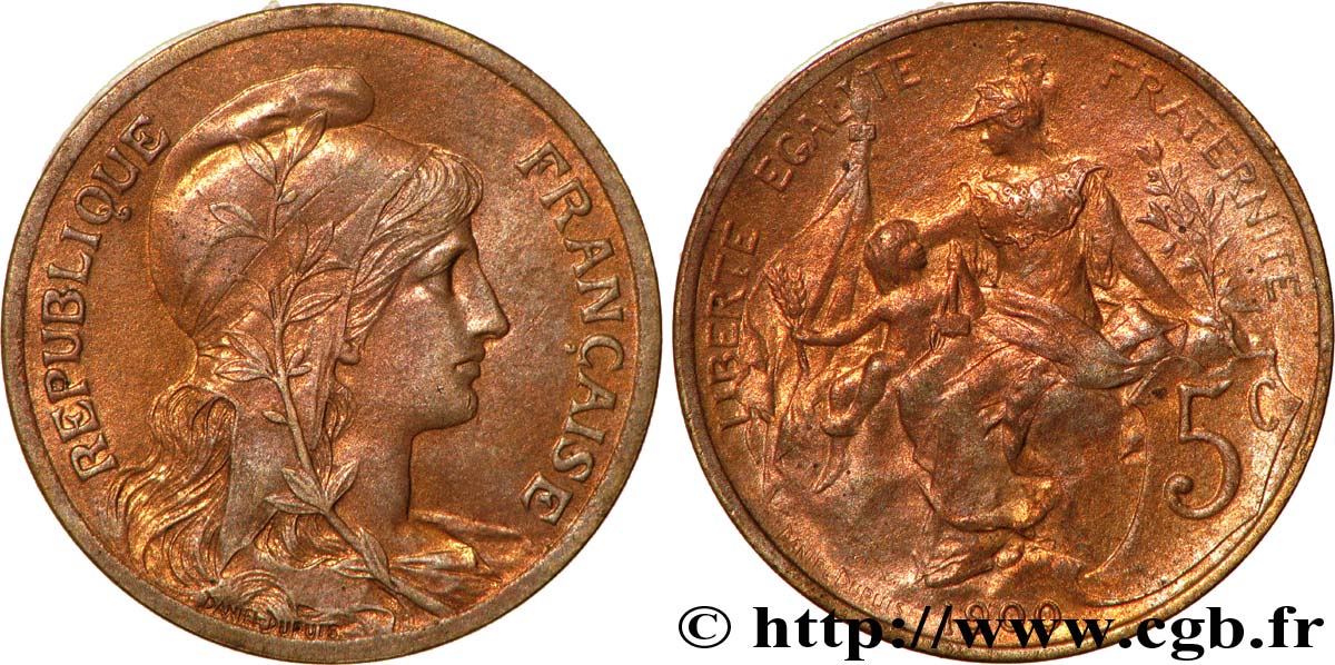 5 centimes Daniel-Dupuis 1900  F.119/9 EBC60 